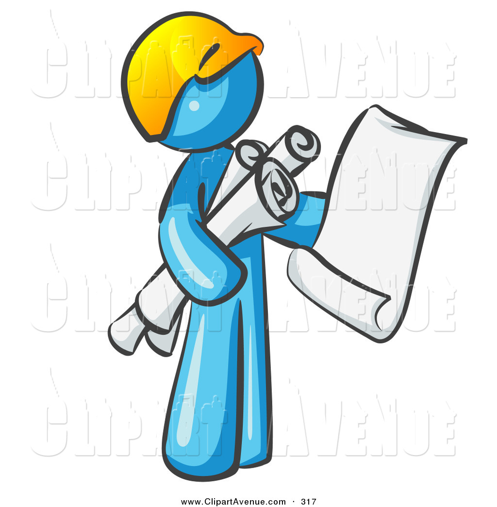 1024x1044 Avenue Clipart Of A Light Blue Contractor Male Or Architect