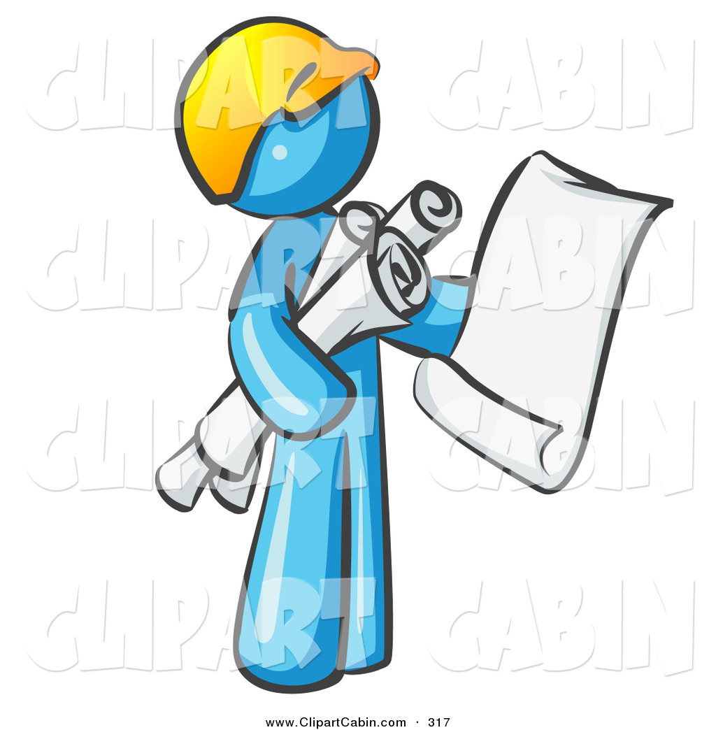 1024x1044 Vector Clip Art Of A Light Blue Man Contractor Or Architect