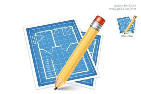456x304 Architectural Blue Print Icon (Psd), Clip Art