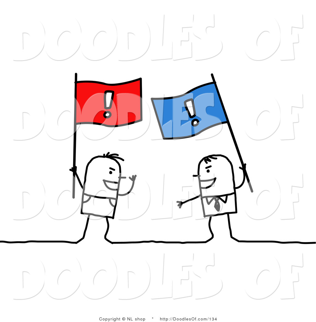 1024x1044 Vector Clipart Of A Stick Figure Person Men Arguing With Flags By