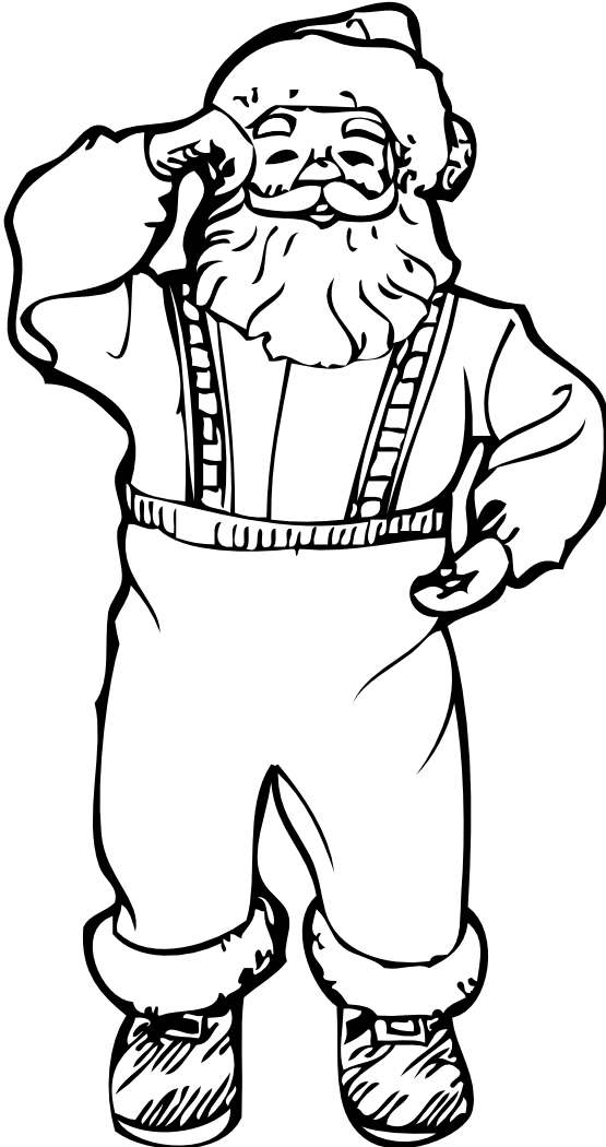 555x1050 Clip Art Dancing Santa Black White Colouring