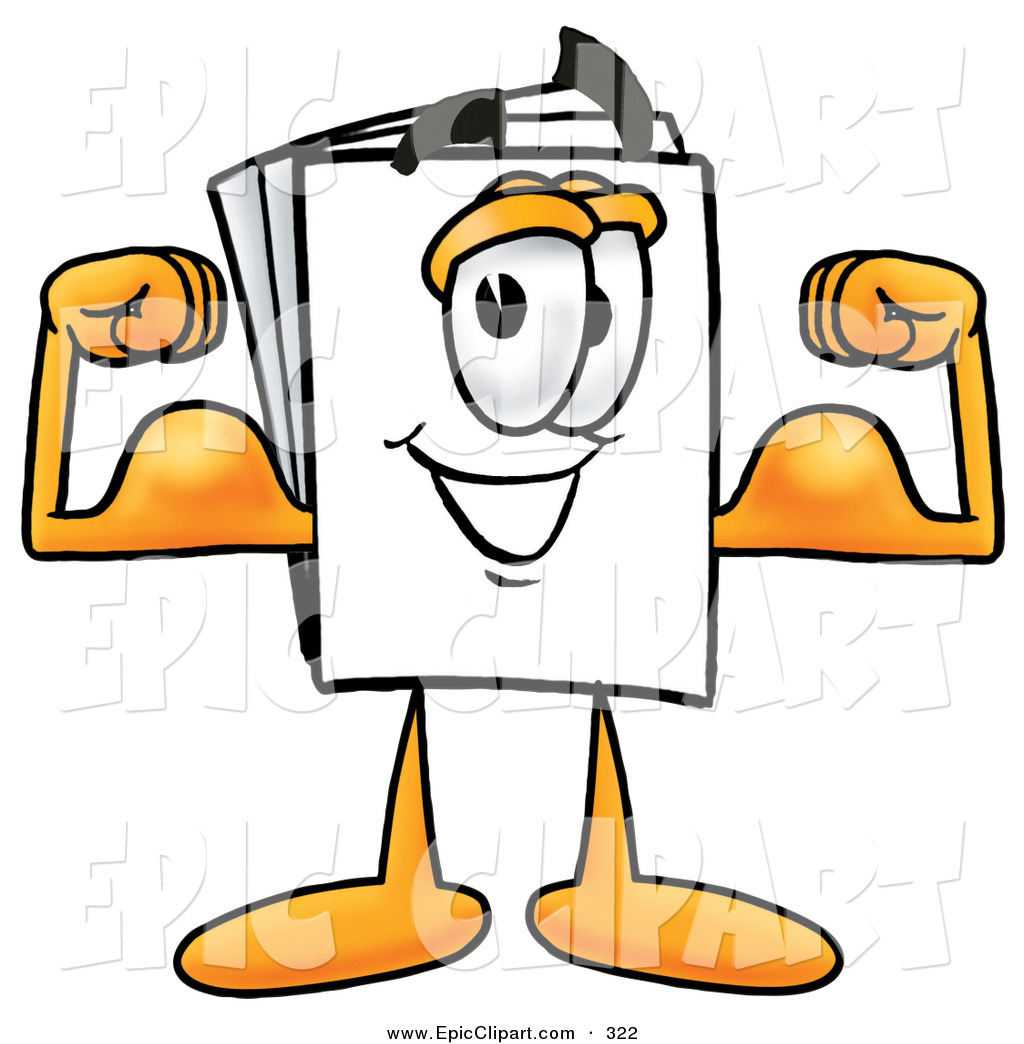 1024x1044 Clip Art Of A Strong Paper Mascot Cartoon Character Flexing His