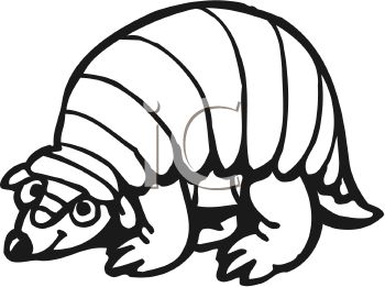 350x261 Black And White Cartoon Armadillo