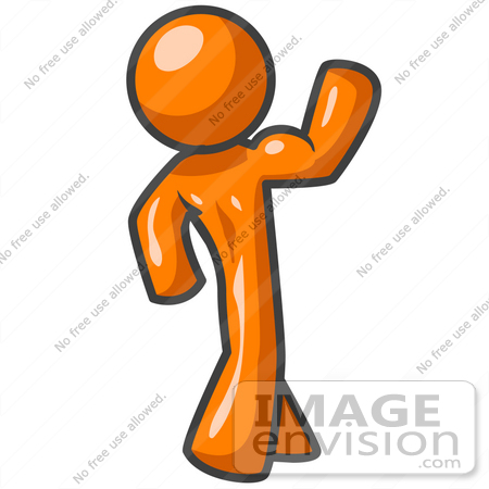 450x450 Clip Art Graphic Of An Orange Guy Character Flexing His Strong