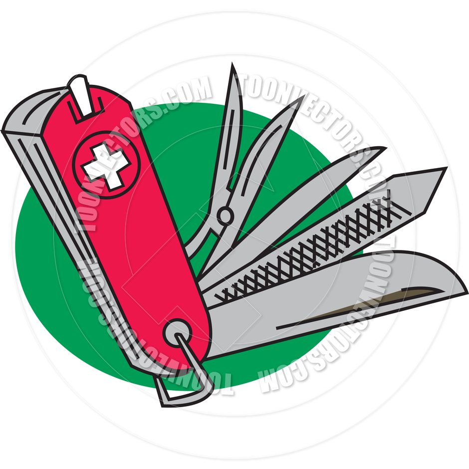 940x940 Cartoon Swiss Army Knife Vector Illustration By Clip Art Guy
