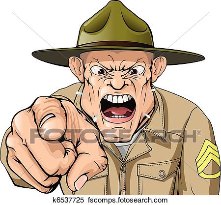 450x417 Clipart Of Cartoon Angry Army Drill Sergeant Shouting K6537725