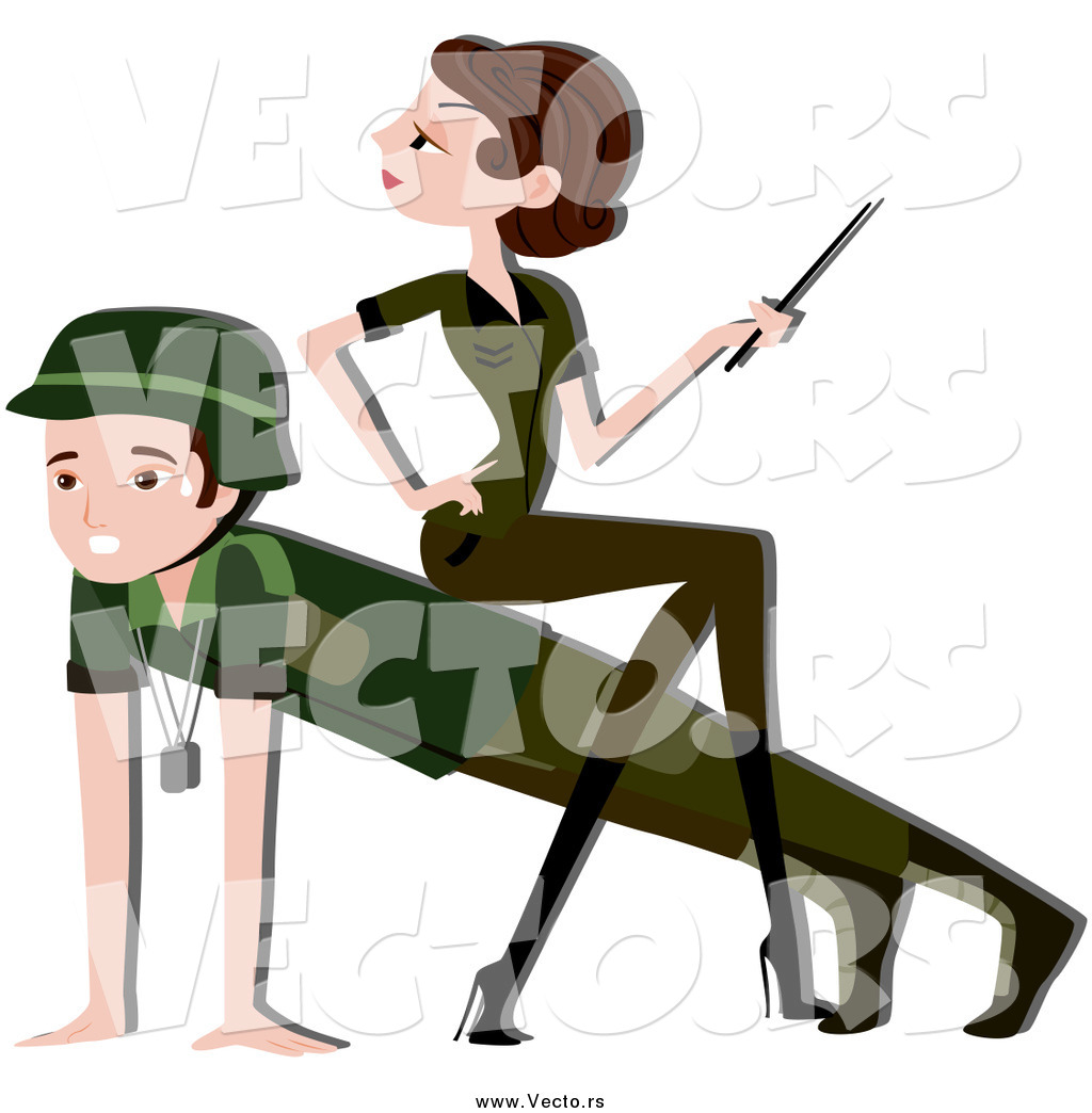 1024x1044 Vector Graphic Of Anarmy Woman Sitting On A Man's Back While He