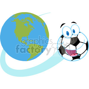 300x300 Royalty Free 102550 Cartoon Clipart Cartoon Soccer Ball Fly Around