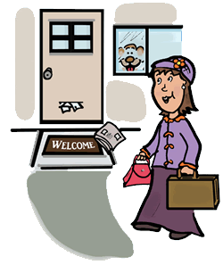 250x297 Arriving Home Clipart