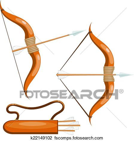 448x470 Clipart Of Bow And Arrows And Arrows In The Quiver. Isolated