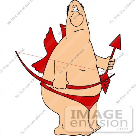 450x450 Middle Aged Caucasian Cupid Man Holding A Bow And Arrow Clipart