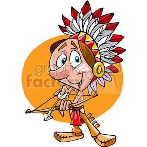 300x300 Royalty Free Native American Guy Bow And Arrow Cartoon 391494