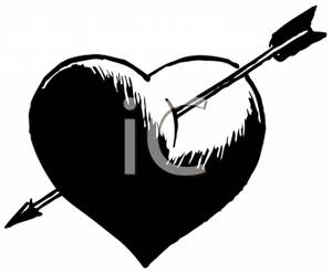 300x247 Art Image A Black And White Heart With An Arrow