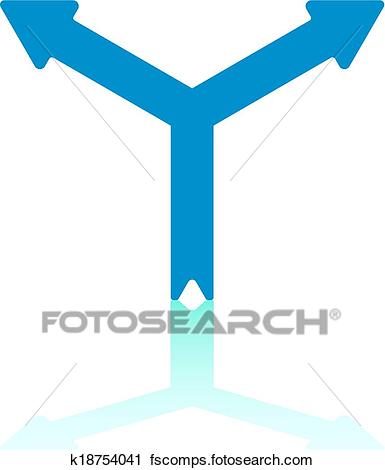 385x470 Clipart Of Two Ways Trifold Arrow K18754041