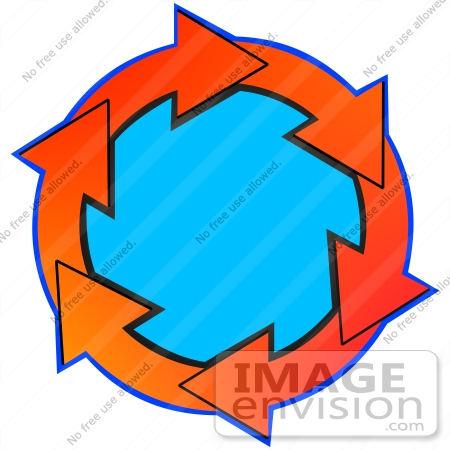 450x450 Clip Art Graphic Of Red And Orange Arrows Circling Around Blue