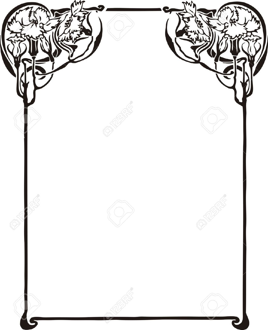 1054x1300 Frame Clipart Art Nouveau