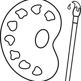 268x268 Palette And Paint Brush Line Art Free Clip Art Art Palette