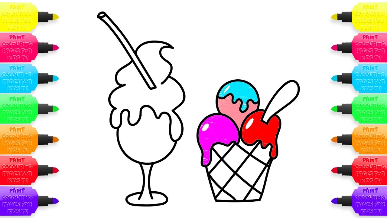 1280x720 Ice Cream Coloring Pages Drawing And Art Colours For Kids