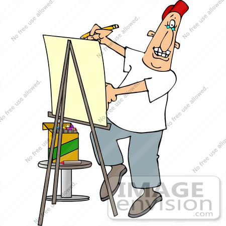 450x450 Caricature Artist Using An Easel And Crayons Clipart