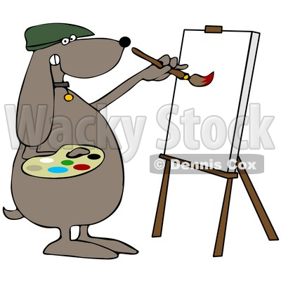 400x400 Illustration Of A Brown Dog Artist Painting On A Canvas Djart