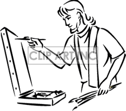 250x220 Black And Whiteclipart Artist Painting Clipart