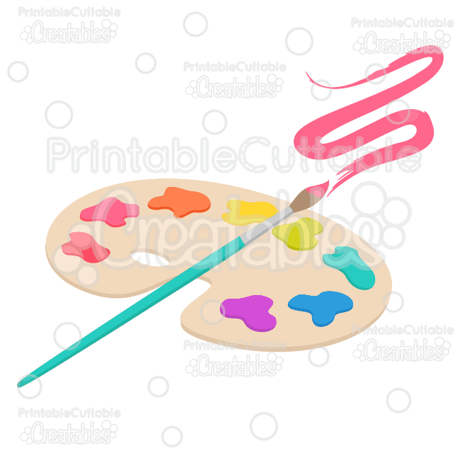650x650 Artist Palette Amp Paintbrush Svg Cut Files Amp Clipart