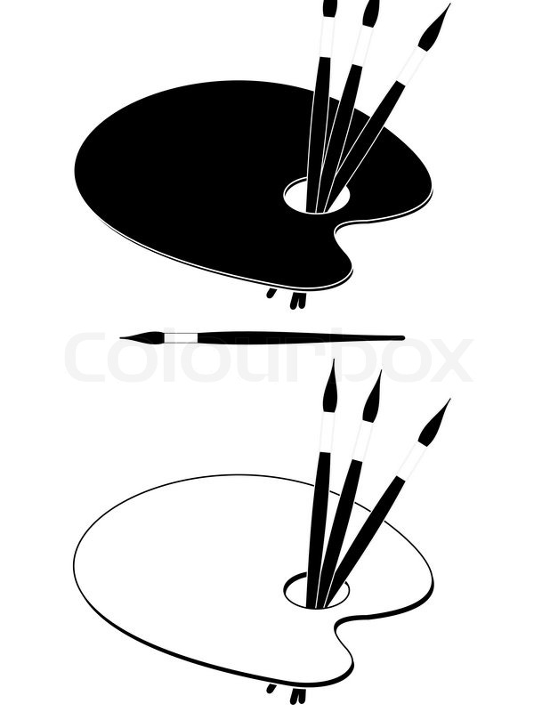 618x800 Palette (Black And White) And Paint Brushes
