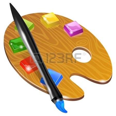450x450 Art Palette With Paint Brush For Drawing Royalty Free Cliparts