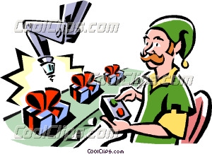 300x218 Elf Working On The Toy Assembly Line Clip Art