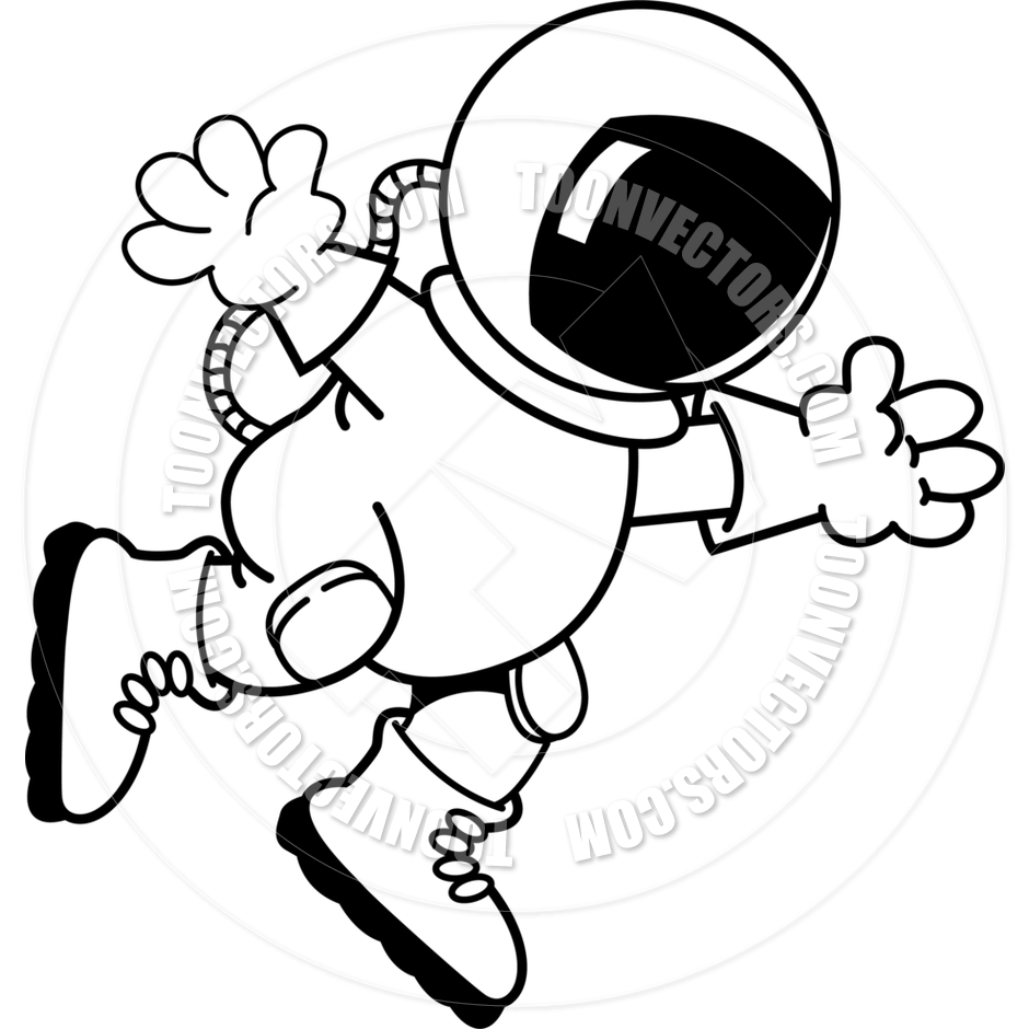 940x940 Cartoon Astronaut (Black Amp White Line Art) By Kenbenner Toon