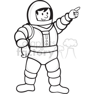 300x300 Royalty Free Black And White Astronaut Pointing Front 388296