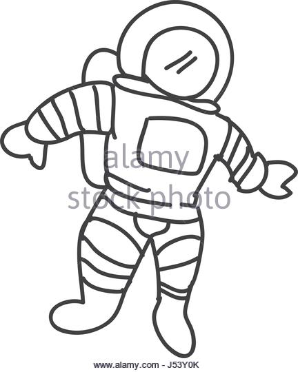 432x540 Vector Illustration Cartoon Astronaut Black And White Stock Photos