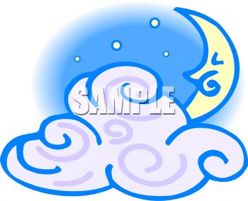 350x284 Night Sky With A Cloud And Crescent Moon