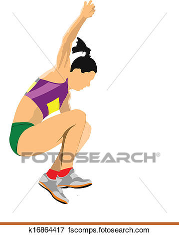 359x470 Clip Art Of Woman Athlete On The Long Jump Comp K16864417