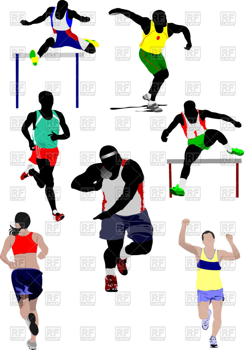836x1200 Colorful Silhouettes Of Athletics Royalty Free Vector Clip Art