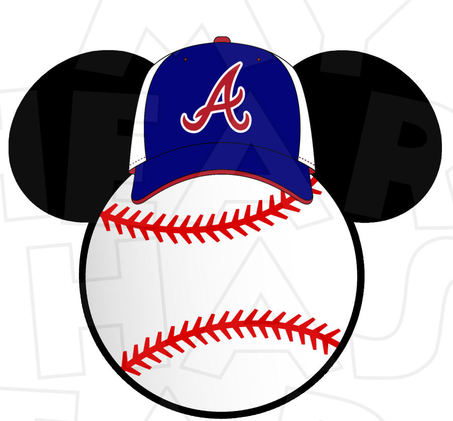 900x838 Atlanta Braves Baseball With Mickey Mouse Ears Instant Download