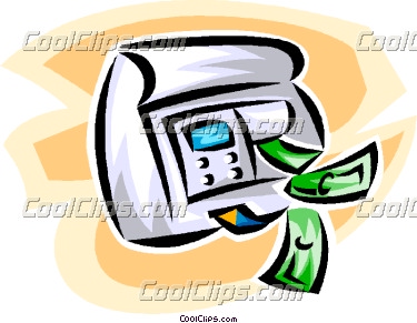 375x291 Atm Machine With Dollars Vector Clip Art