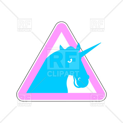 400x400 Pink Triangular Warning Sign Of Attention Unicorn Royalty Free