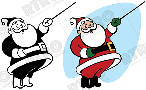 504x310 Santa Claus Uses A Pointer To Direct Attention Vintage Retro