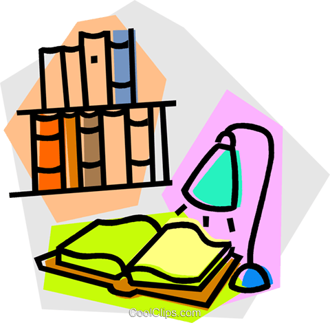 480x470 Aufgeschlagenes Buch Unter Einer Lampe Vektor Clipart Bild