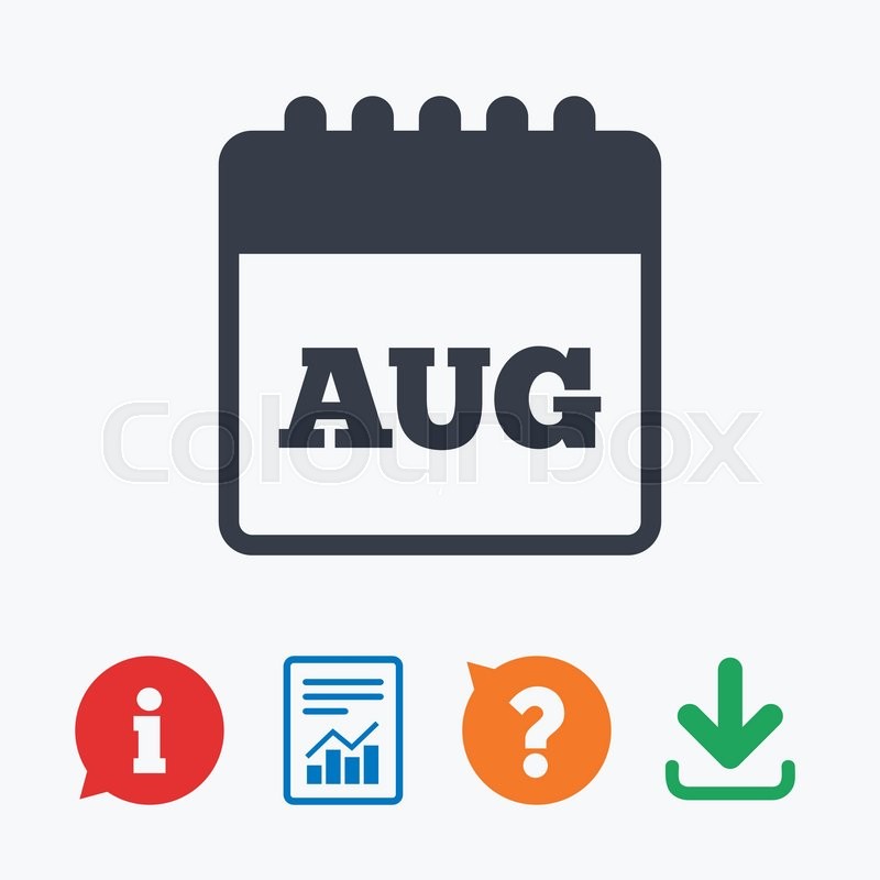 800x800 Calendar Sign Icon. August Month Symbol. Information Think Bubble