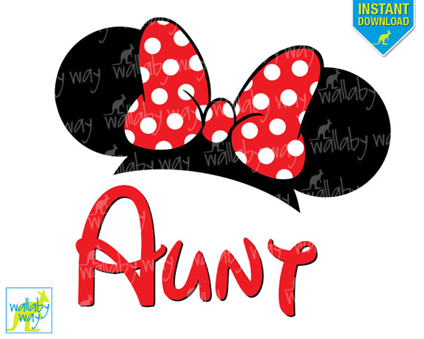 600x480 Disney Minnie Ears Aunt Printable Iron On Transfer Or Use As Clip