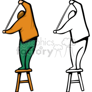300x300 Royalty Free Man Standing On A Stool Measuring 159489 Vector Clip