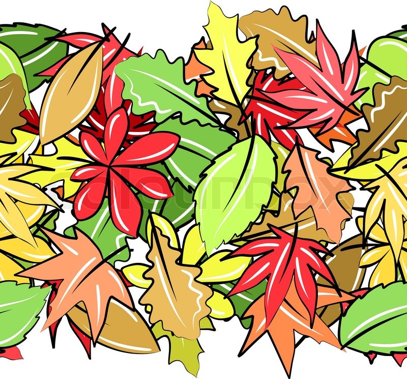800x744 Seamless Horizontal Border With Autumn Leaves On White Stock
