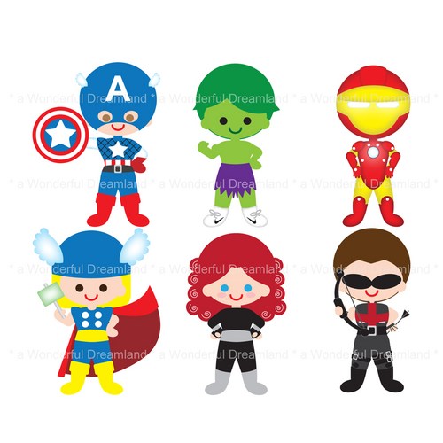 500x500 Superhero Avenger Kids Boy Pdf Png Clip Art Digital File Room