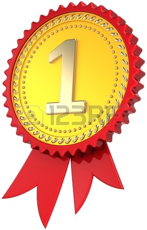 288x450 Award Ribbon Golden First Place Winner. Leadership Pride Medal