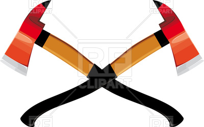 400x249 Two Crossed Firefighter Ax Isolated On White Background Royalty