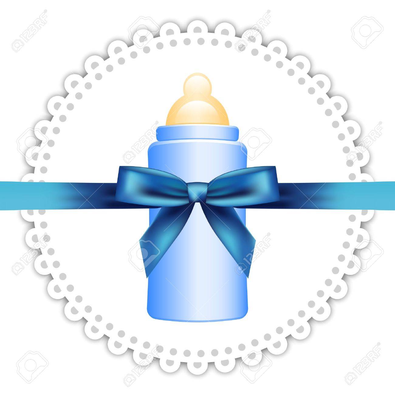 1300x1300 Vector Background With Napkin, Baby Bottle And Bow Royalty Free