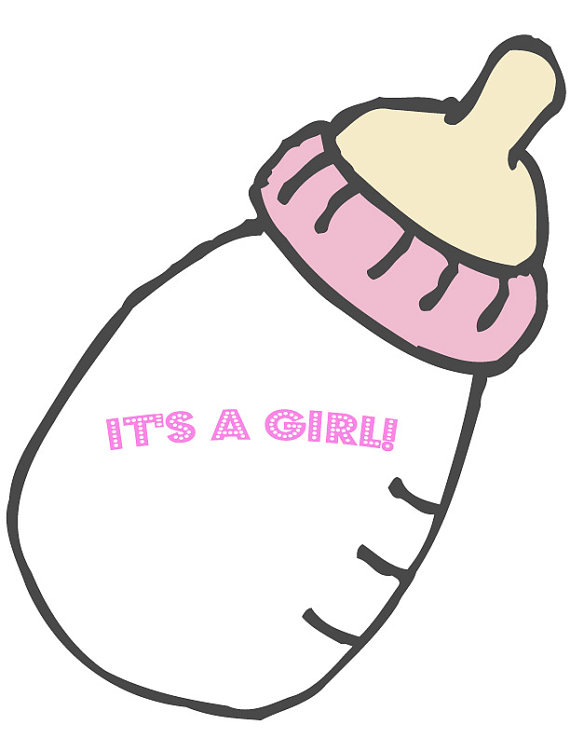 570x738 Baby Shower It's A Girl Pink Baby Bottle Clipart Template By