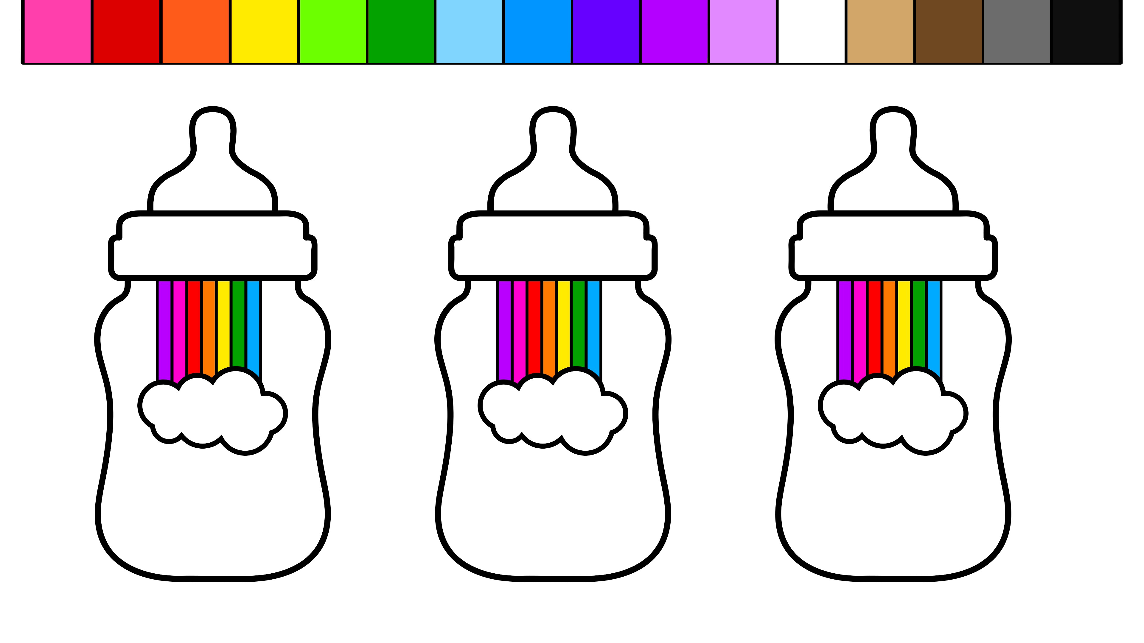 3840x2160 Learn Colors For Kids And Color Rainbow Baby Bottles Coloring